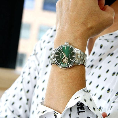 Seiko Presage Cocktail Time Grasshopper Open Heart Green Dial Watch SSA441J1