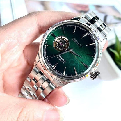 Seiko Presage Cocktail Time Grasshopper Open Heart Green Dial Watch SSA441J1