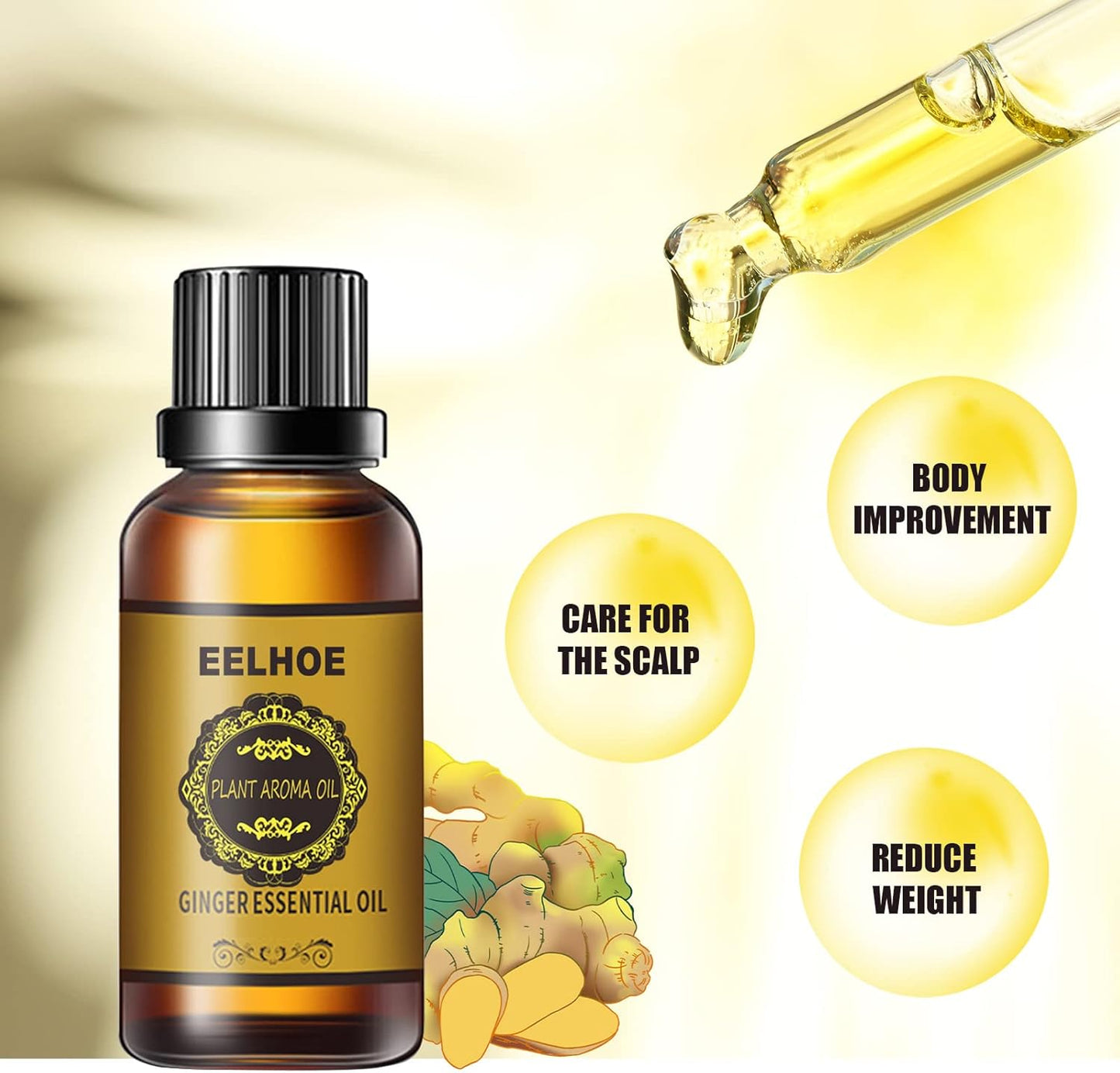 Belly Drainage Ginger Oil, Lymphatic Drainage Ginger Oil, Ginger Essential Oil for Swelling and Pain Relief Lose Weight