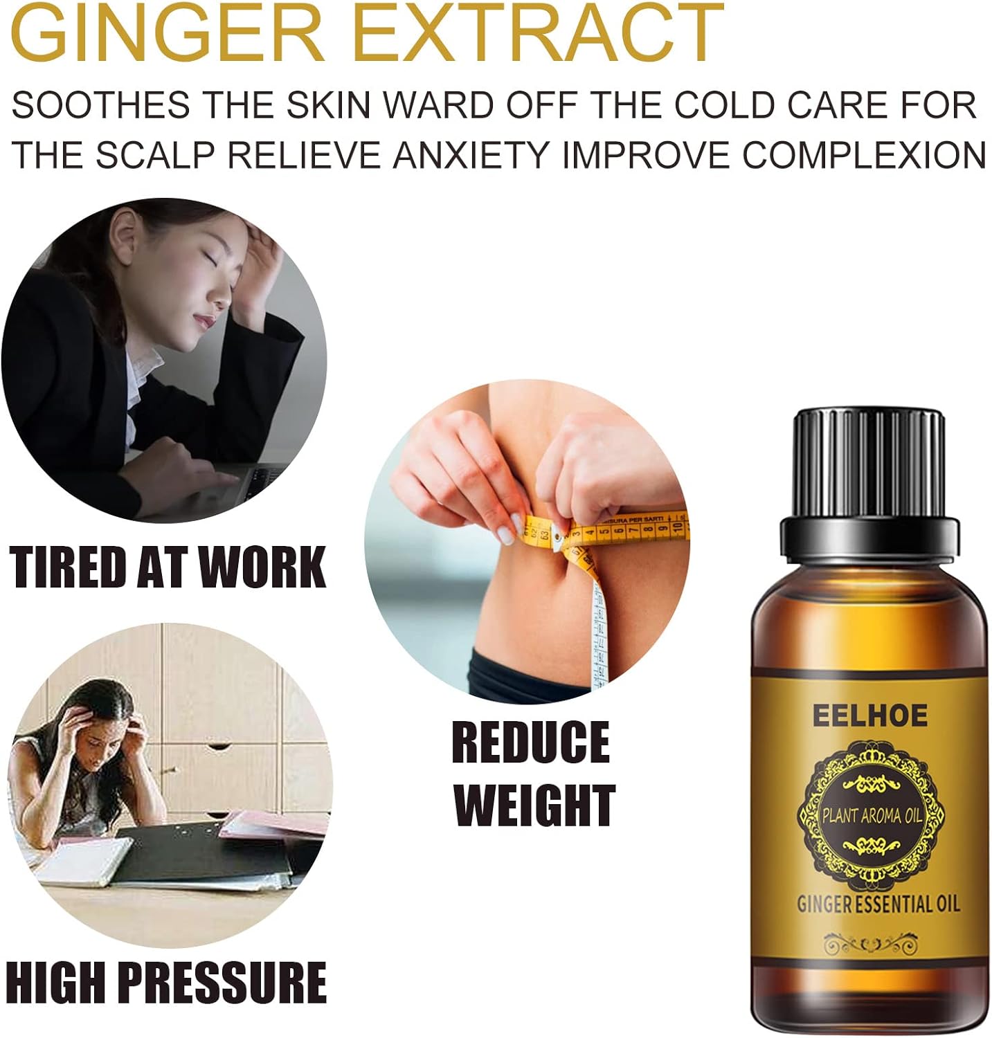 Belly Drainage Ginger Oil, Lymphatic Drainage Ginger Oil, Ginger Essential Oil for Swelling and Pain Relief Lose Weight