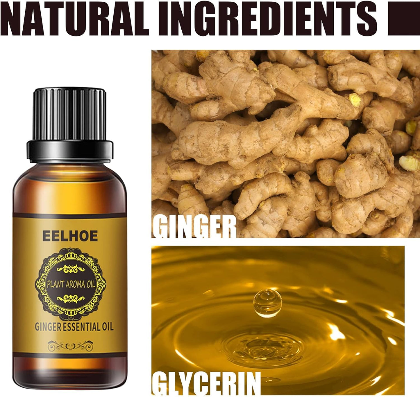 Belly Drainage Ginger Oil, Lymphatic Drainage Ginger Oil, Ginger Essential Oil for Swelling and Pain Relief Lose Weight